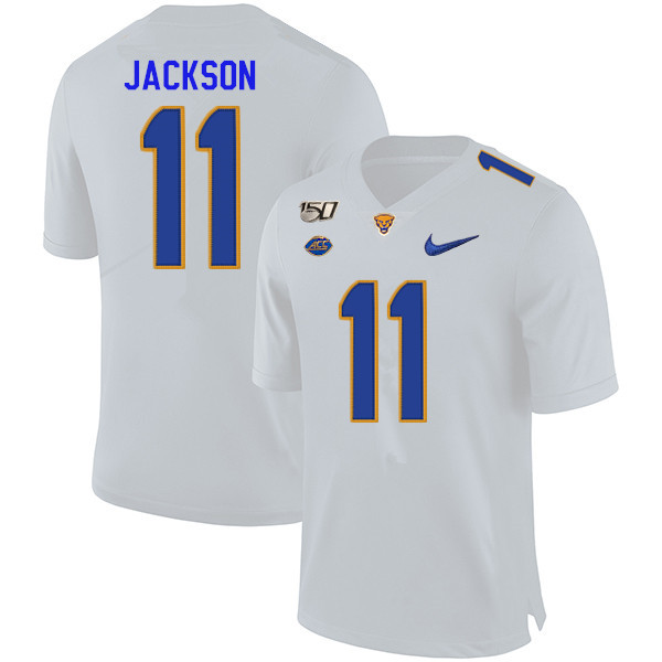 2019 Men #11 Dane Jackson Pitt Panthers College Football Jerseys Sale-White - Click Image to Close
